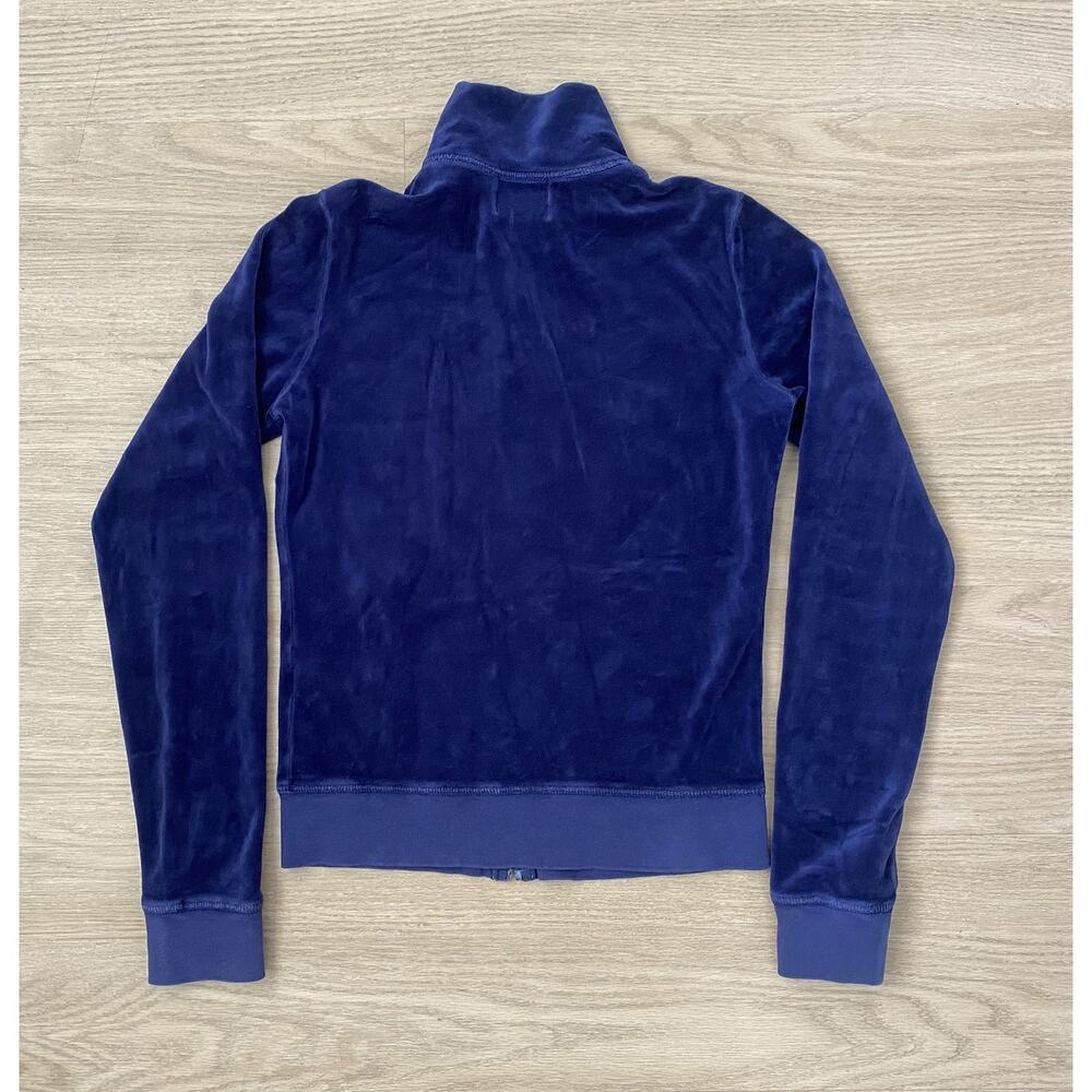 Vintage Y2K Juicy Couture Blue Velour Full Zip High Neck Track Jacket S USA - Picture 2 of 8